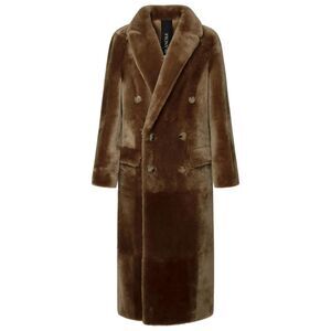 Blancha Long Brown Leather Fur Coat Women